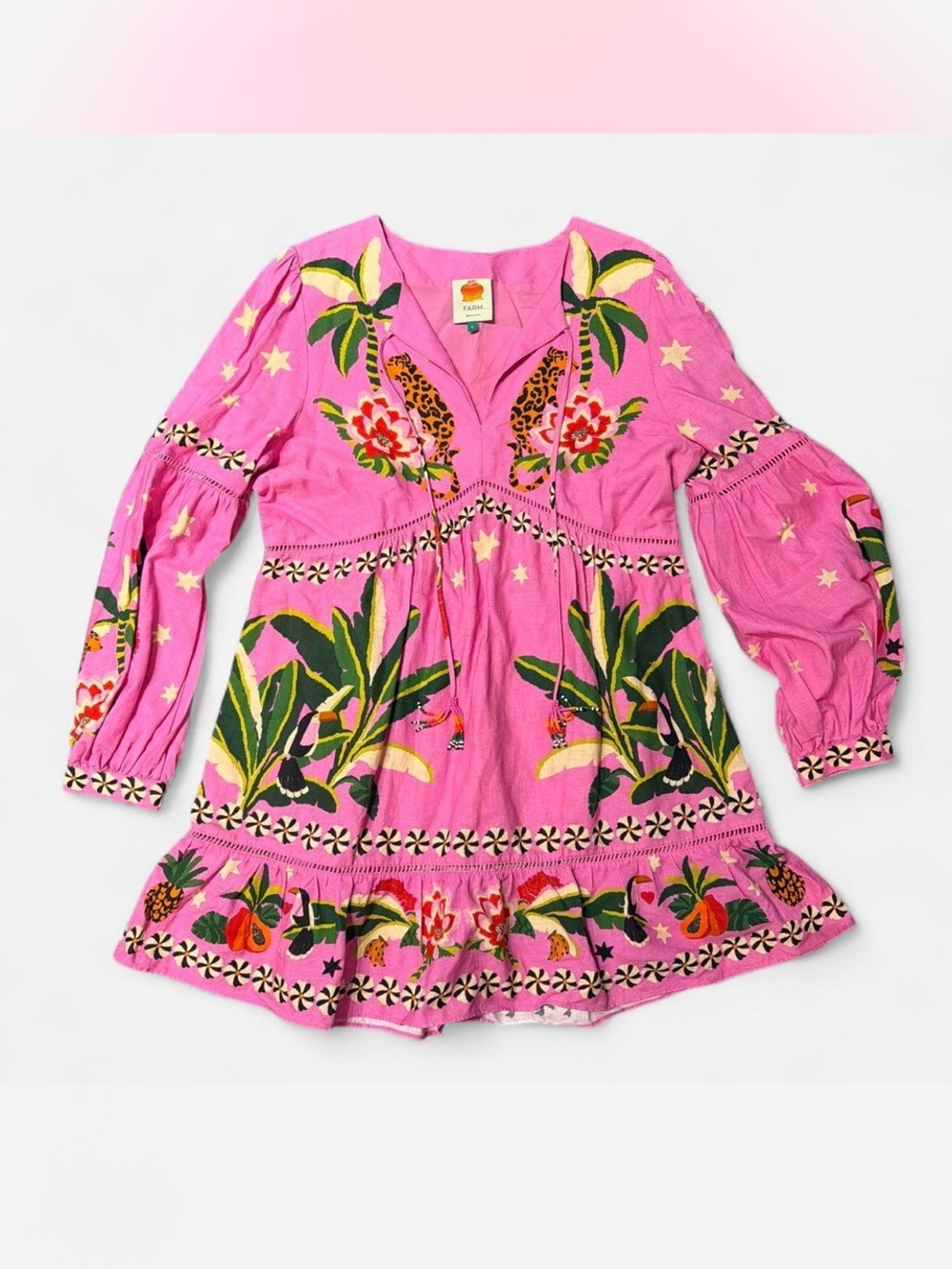 FARM Rio Leopard Forest Mini Dress Anthro Large